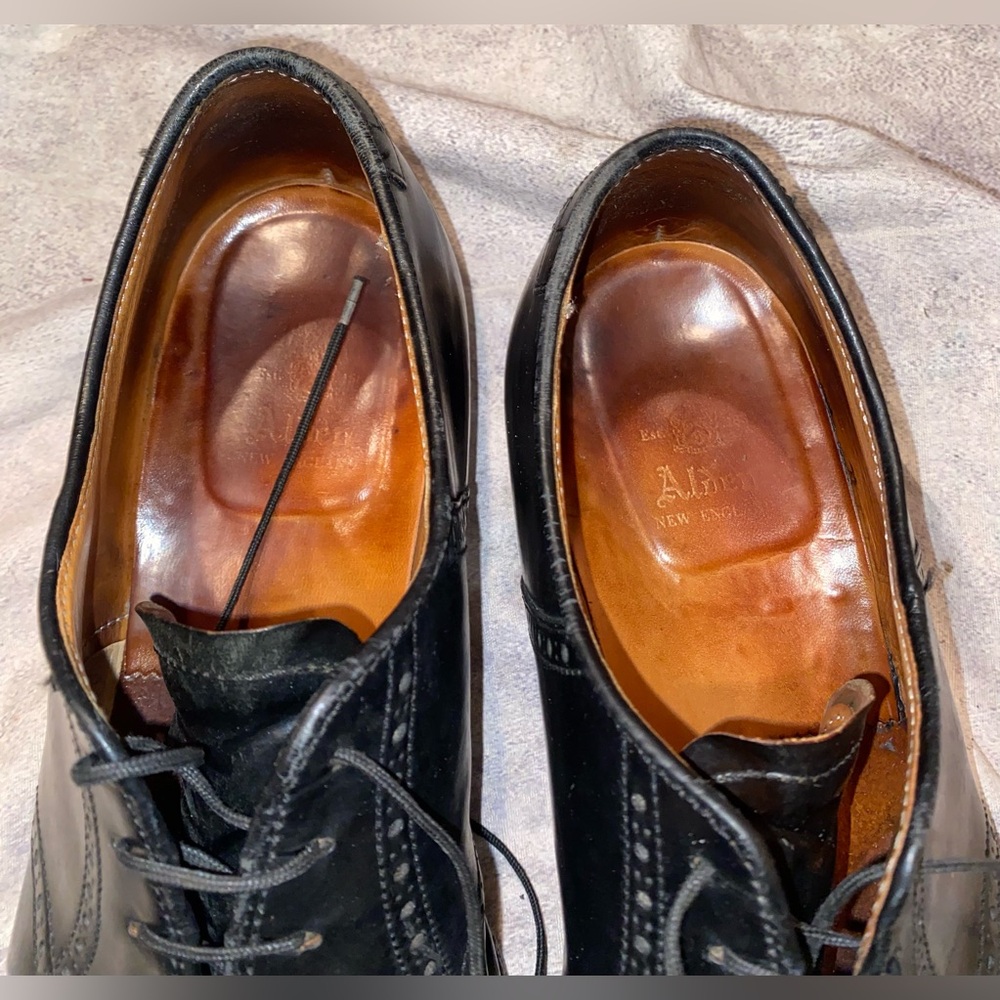 Alden 993 Black Shell Cordovan Saddle Brogues Derby Oxford Dress Shoes 10.5 Vntg - Picture 9 of 11
